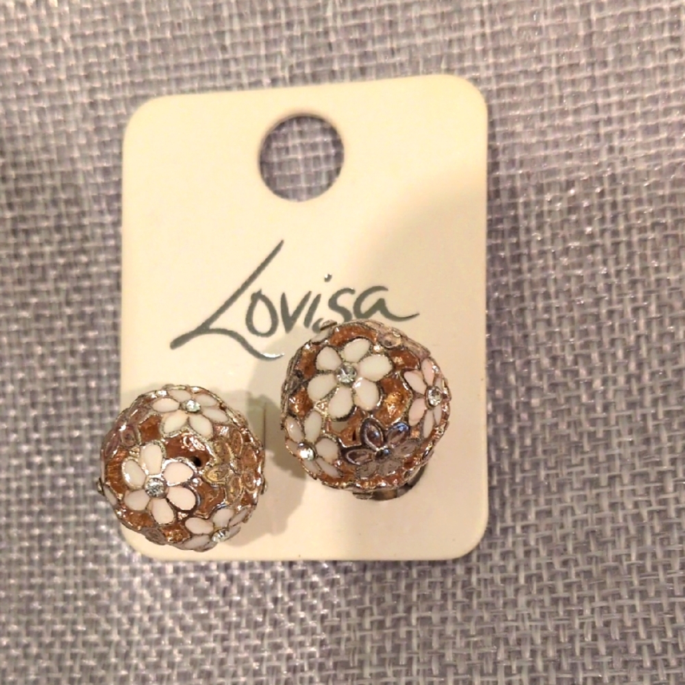 Rose and White Floral Reversible Post Earrings